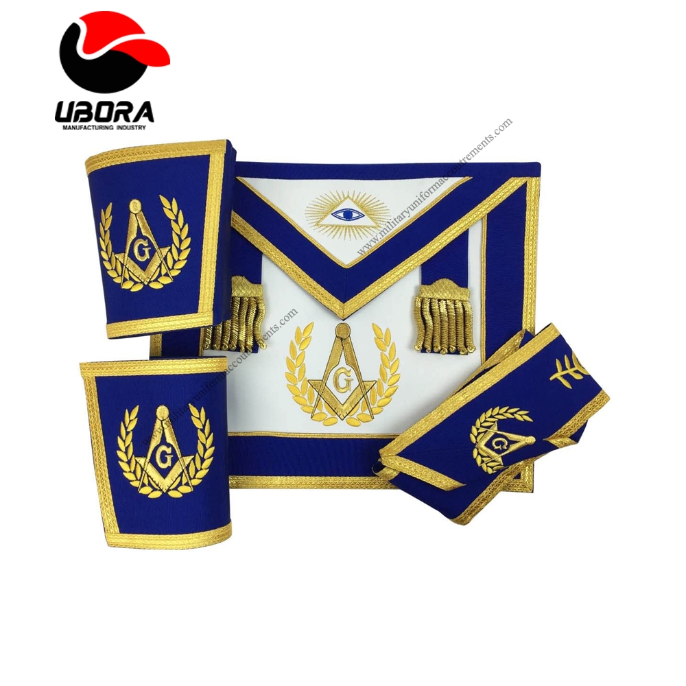 Unique Regalia Masonic Master Mason Apron Set Apron, Collar Gauntlets